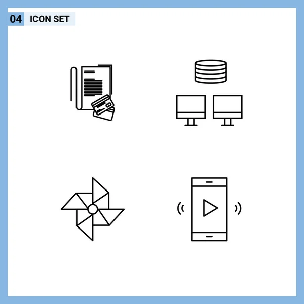 Set Modern Icons Sysymbols Signs Note Windmill Credit Sync Loudspeaker — Vector de stock