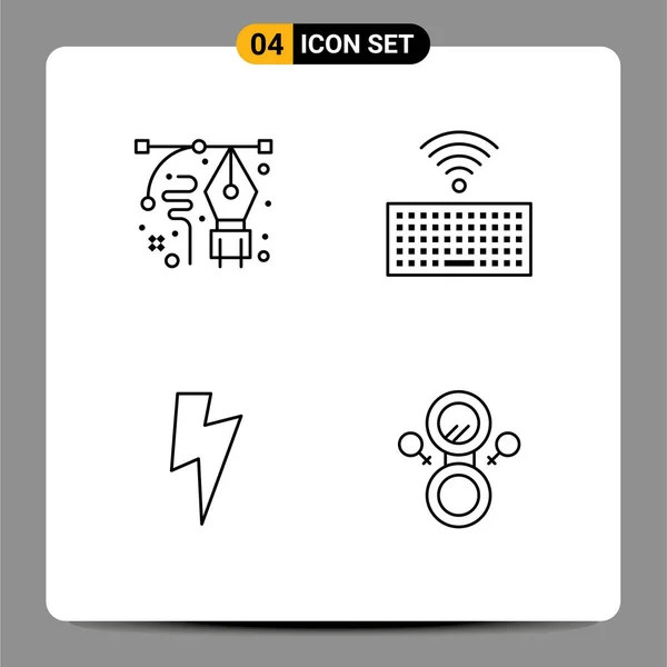 Stock Vector Icon Pack Line Signs Symbols Art Basic Pen — 스톡 벡터