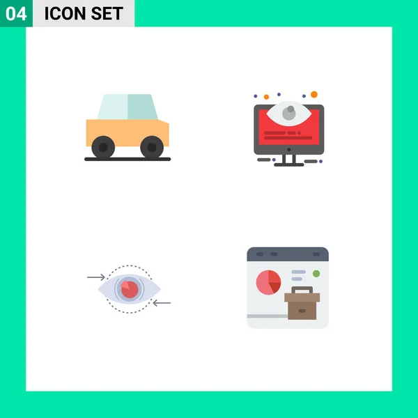 Grupo Flat Icons Sinais Símbolos Para Automóveis Negócios Veículos Monitoramento — Vetor de Stock