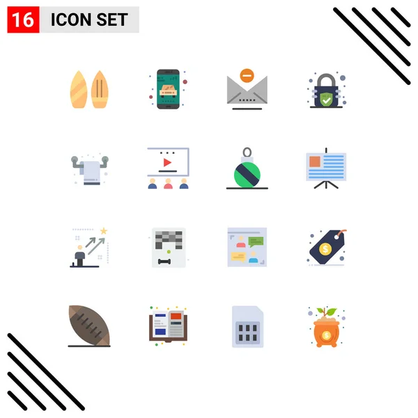 Symboles Icône Universelle Groupe Couleurs Plates Modernes Serviette Intérieur Email — Image vectorielle