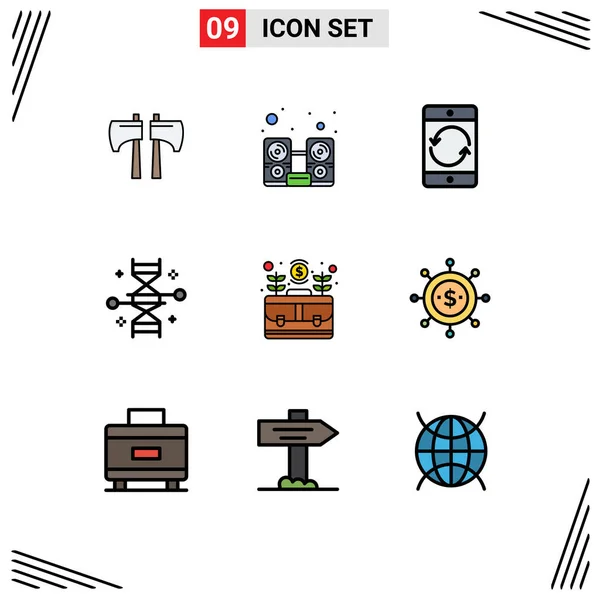 Stock Vector Icon Pack Líneas Símbolos Para Investigación Genética Ingeniería — Vector de stock