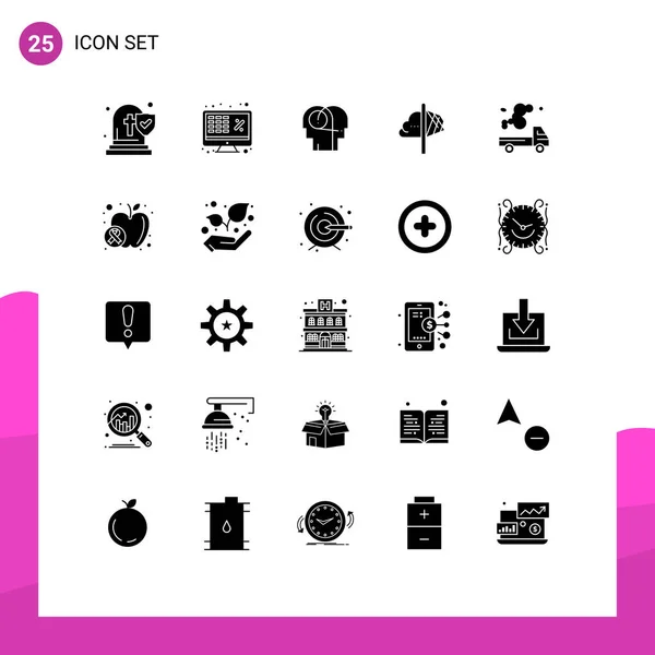 Solid Glyph Pack Universal Symbols Inspiration Imagination Money Idea Human — Stock Vector