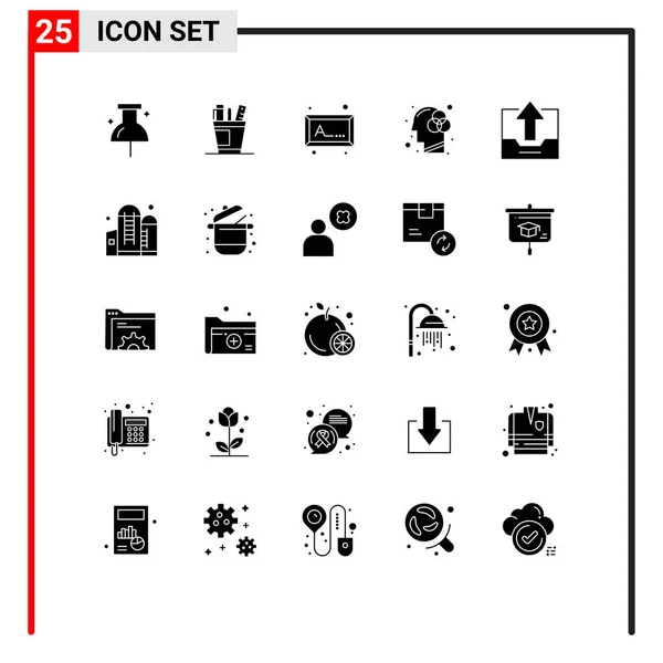 Mobile Interface Solid Gyph Set Pictograms Cabinet Innovation Supply Human — Vector de stock