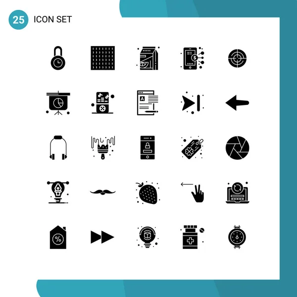 Pictogramme Ensemble Glyphes Solides Simples Navigation Gps Orange Définir Smartphone — Image vectorielle