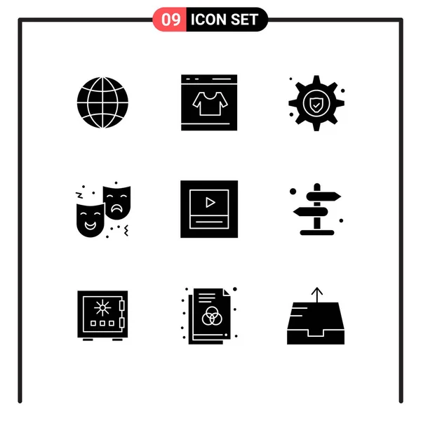 Conjunto Icones Modernos Símbolos Sinais Para Jogador Drama Configuração Circo —  Vetores de Stock