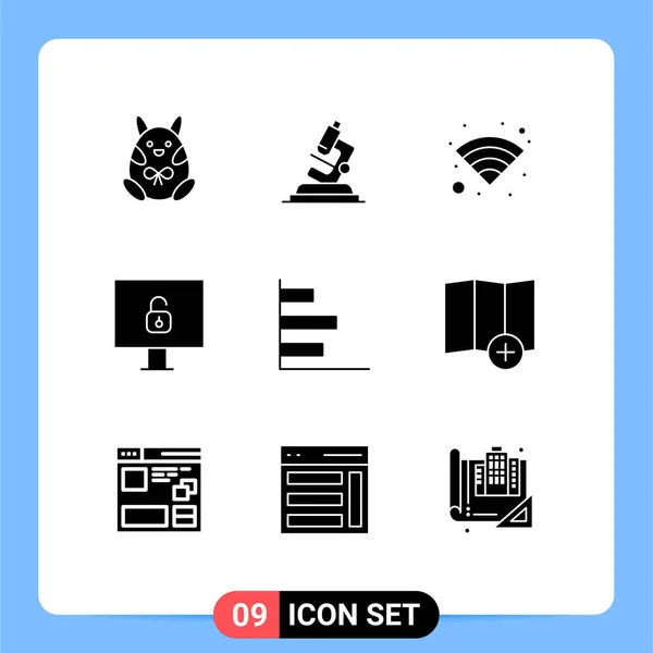 Mobile Interface Solid Glyph Set Pictograms Performance Graphic Technology Finance — Stock Vector