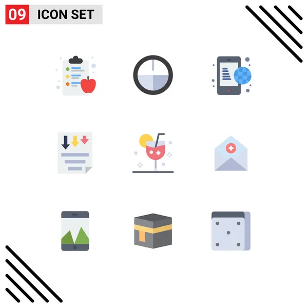 Set Modern Icons Symbols Signs Drink Beverage Global Report Page — Stock Vector