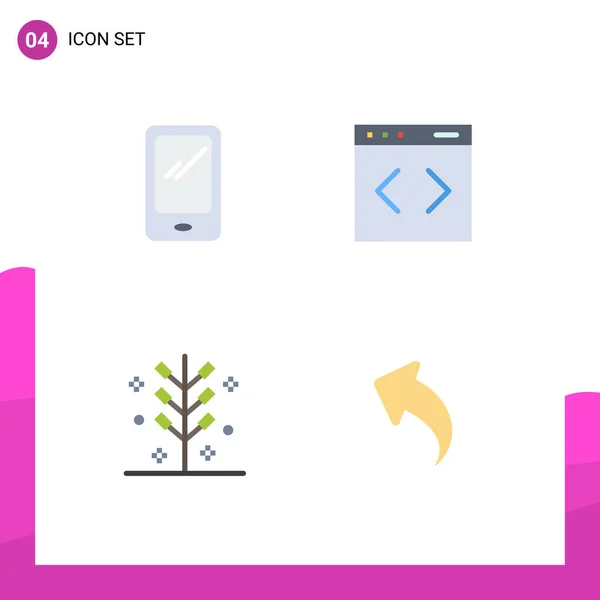 Modernes Set Von Flachen Symbolen Piktogramm Von Telefon Feier Android — Stockvektor