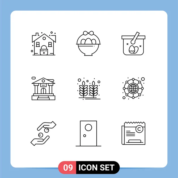 Vector Stock Icon Pack Líneas Señales Símbolos Para Trigo Alimentos — Vector de stock