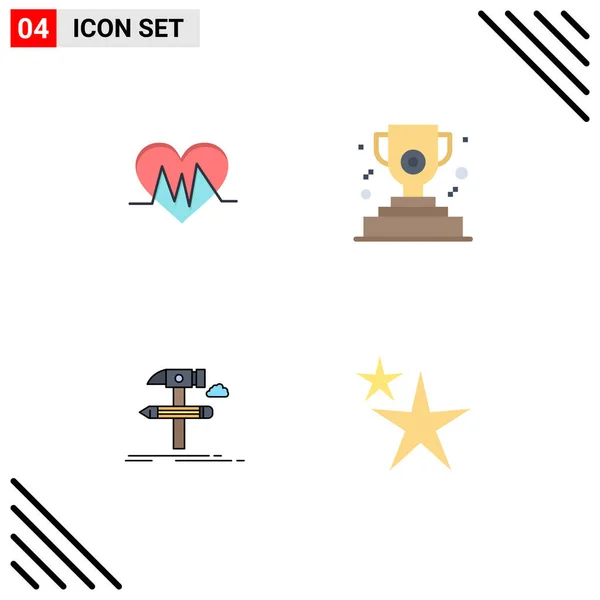 Mobile Interface Flat Icon Set Pictograms Medical Develop Pulse Winner — Vector de stock