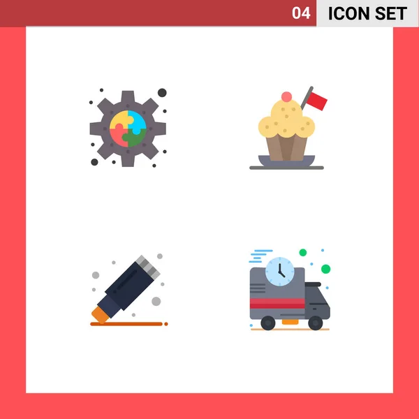 Flat Icon Pack Mit Universellen Symbolen Für Verbindung Flagge Plugin — Stockvektor