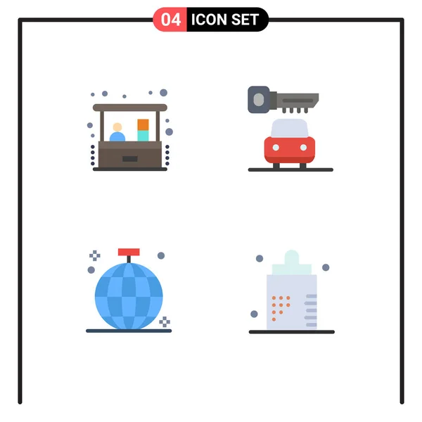 Mobile Interface Flat Icon Set Pictogramas Investimento Clube Pequenas Empresas —  Vetores de Stock
