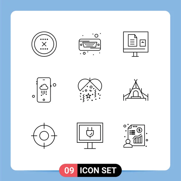 User Interface Outline Pack Modern Signs Symbols Celebration Weather Hard — Stock Vector