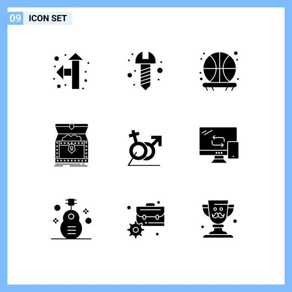 Creative Icons Modern Signs Symbols Gander Women Shot Men Reward — Stock Vector