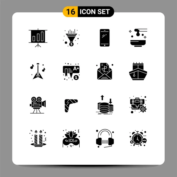 User Interface Pack Mit Basic Solid Glyphen Für Gitarre Wellness — Stockvektor