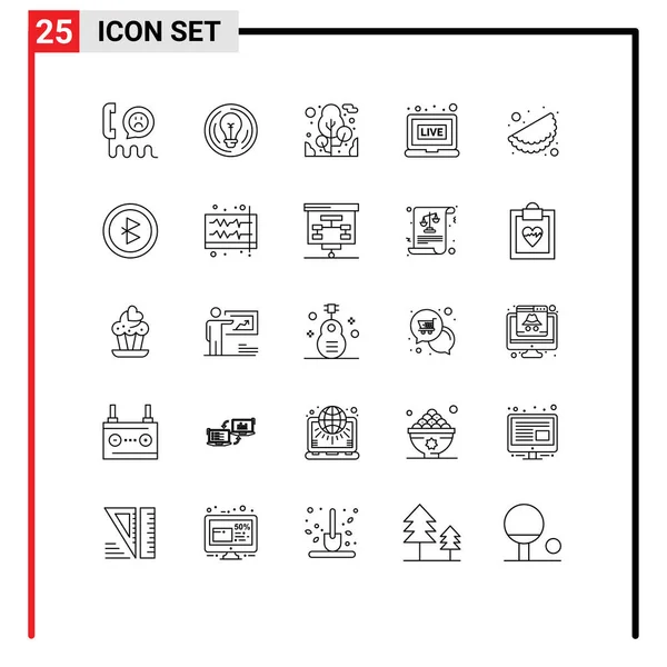 Set Modern Icons Sysymbols Signs Matrhri News Creative Live Camping — Vector de stock