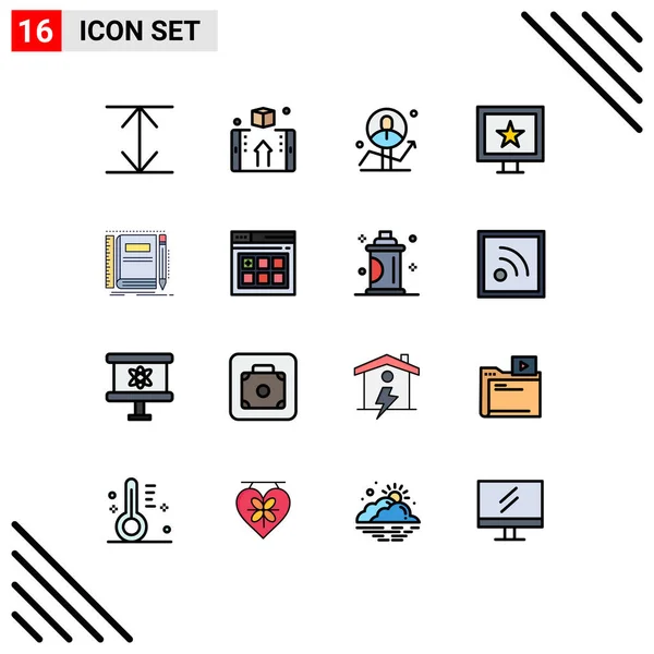 Universal Icon Symbols Group Modern Flat Color Plled Lines Notepad — Stockový vektor