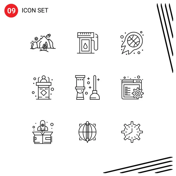 Stock Vector Icon Pack Mit Zeilenzeichen Und Symbolen Für Seminar — Stockvektor