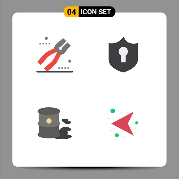 Pack Iconos Planos Creativos Construcción Basura Herramienta Escudo Flechas Elementos — Vector de stock