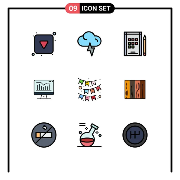 Universal Icon Symbols Group Modern Filledline Flat Colors Ribbon Flag — Stock Vector