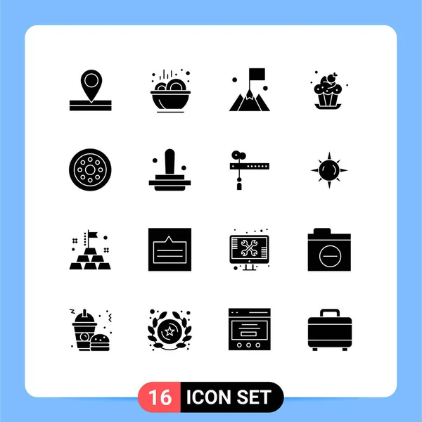 Set Modern Icons Sysymbols Signs Velg Accessories Interface Dessert Cake — Vector de stock