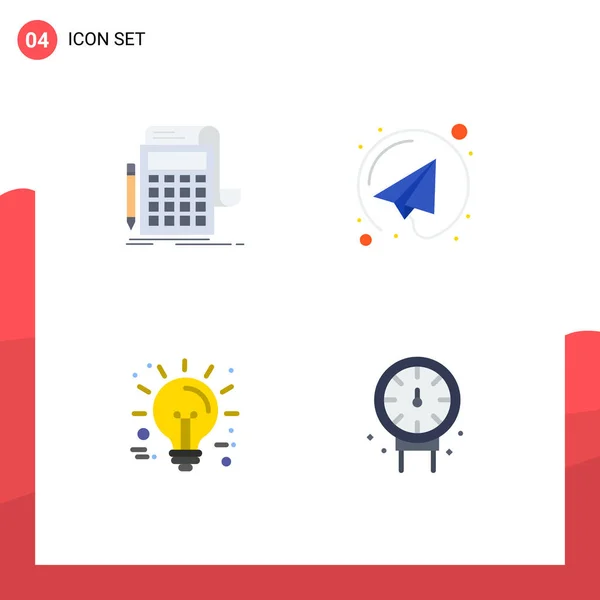4つのフラットアイコンのグループ会計 アイデア 紙飛行機 技術のための記号と記号編集可能なベクトルデザイン要素 — ストックベクタ