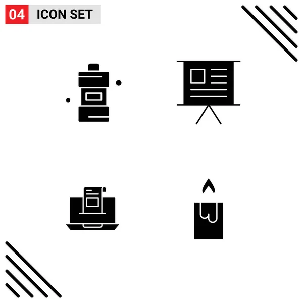 Mobile Interface Solid Gyph Set Pictograms Bathroom Email Detergent Graph — Vector de stock