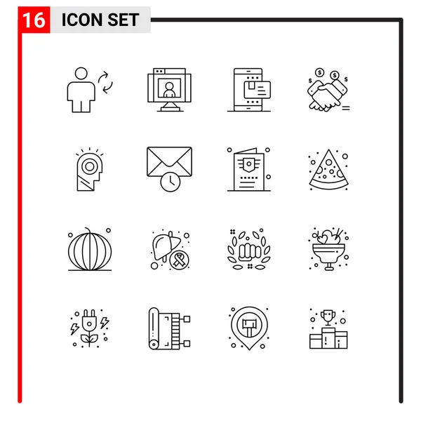 16个基本零售 付款可编辑向量设计元素的用户界面包 — 图库矢量图片