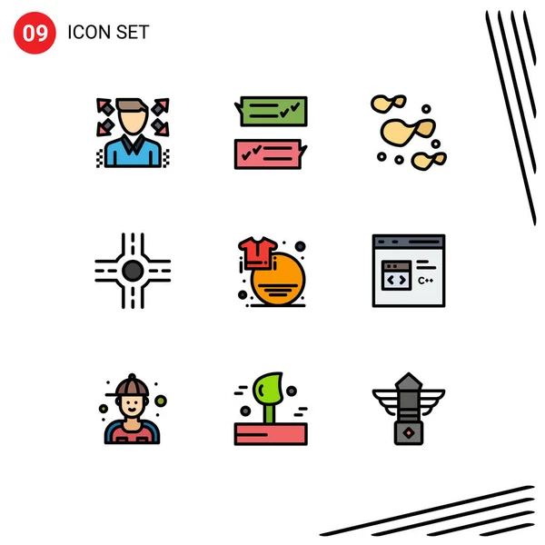 Mobile Interface Filledline Flat Color Set Pictograms Sale Chips Fashion — Διανυσματικό Αρχείο