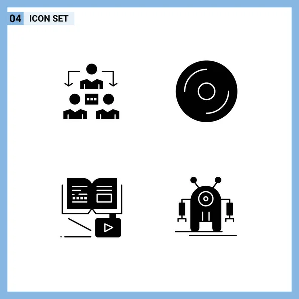 Pictogram Set Simple Solid Glyphs Connection Growth Communication Dvd Growth — Stock Vector