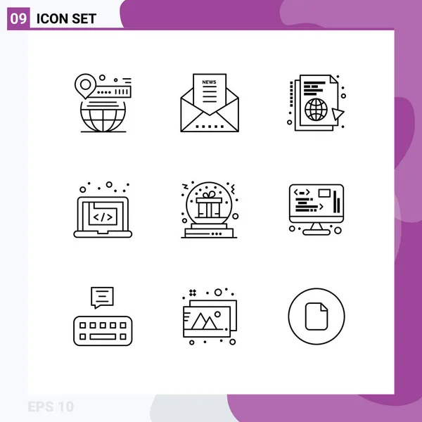 Universal Icon Symbols Group Modern Outlines Marketing Code Newsletter Application — 스톡 벡터