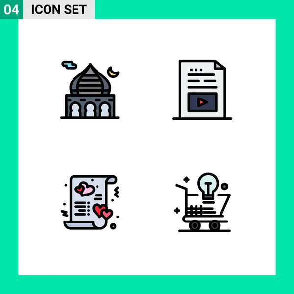 Set Modern Icons Sysymbols Signs Mosque Music Moon File Heart — Archivo Imágenes Vectoriales