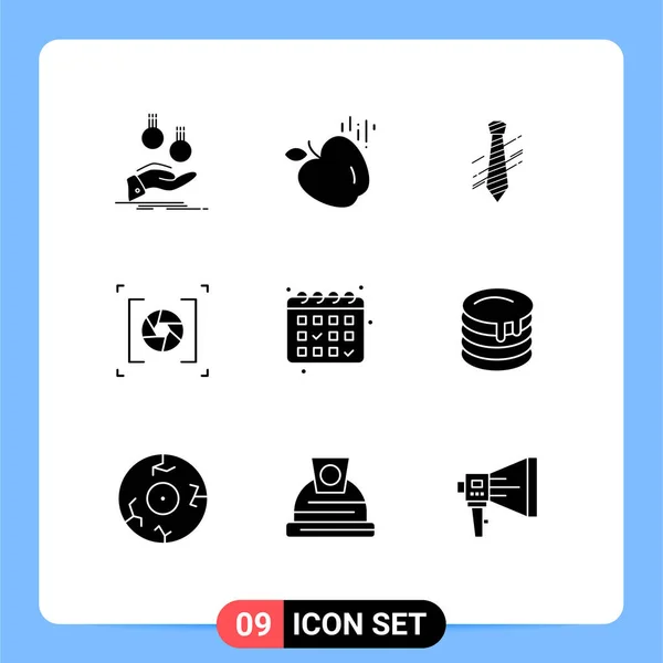 Universal Icon Symbols Group Modern Solid Glypphs Gym Linse Krawatte — Stockvektor