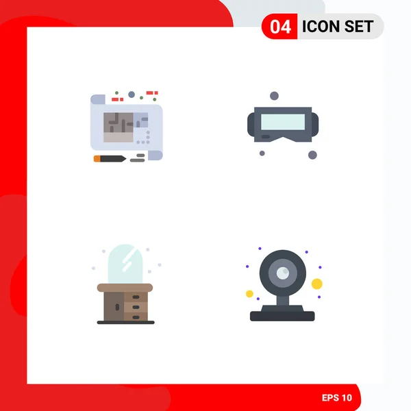 Flat Icon Pack Universal Symbols Architecture Home Floor Glasses Dresser — Stockový vektor