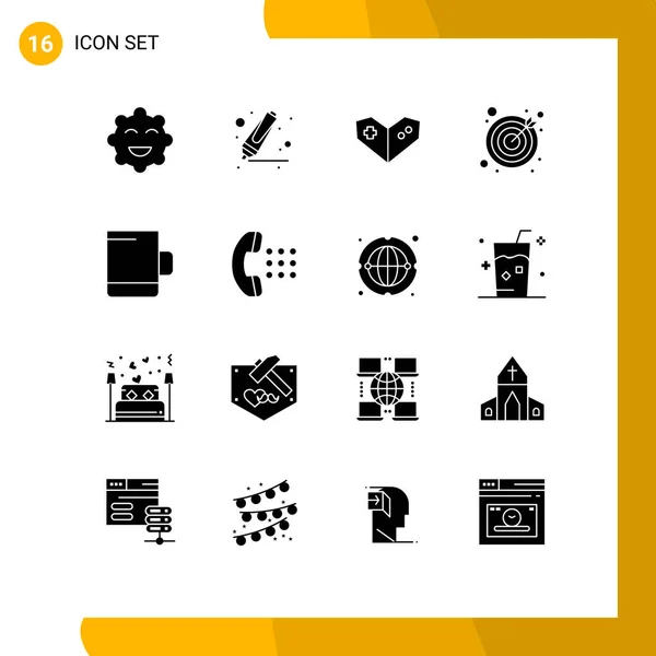 Universal Solid Glyphs Set Web Mobile Applications Phone Call Playstation — 스톡 벡터