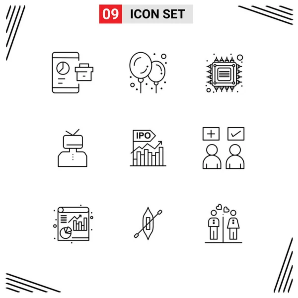 Creative Icons Modern Signs Sysymbols Ipo Happy Computer Esteem Asseration — Vector de stock