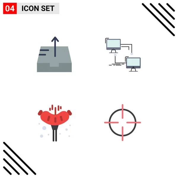 Universal Flat Icon Signs Symbols Mailbox Pork Local Sync Camping — Stock Vector