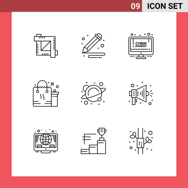 Modern Set Outlines Pictograph Physics Package Online Shop Gift Shopping — 스톡 벡터