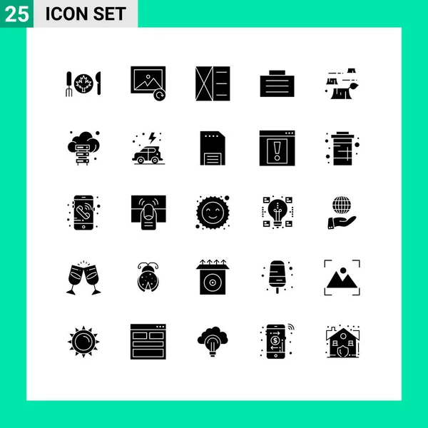 2017 Mobile Interface Solid Glyph Set Pictograms Environment Deforestation Fashion — 스톡 벡터