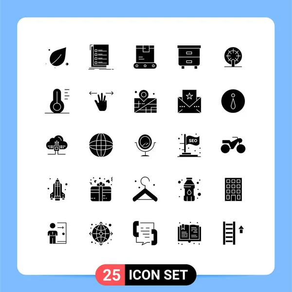 Stock Vector Icon Pack Line Signs Symbols Wheel Furniture Drawer — Stock Vector