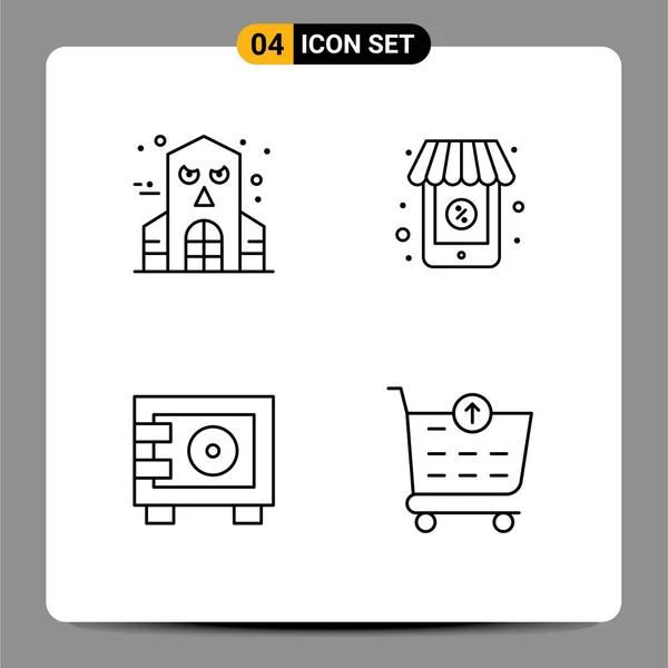 Creative Icons Modern Signs Symbols Halloween Locker Online Deposit Ecommerce — Stock Vector