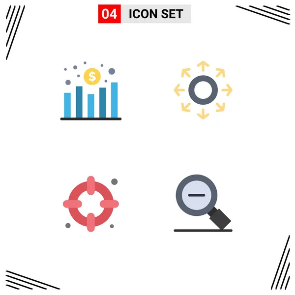 Editable Vector Line Pack Simple Flat Icons Chart Life Revenue — Stock Vector