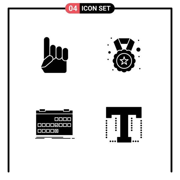 Interface Usuário Solid Glyph Pack Modern Signs Symbols Foam Hand — Vetor de Stock