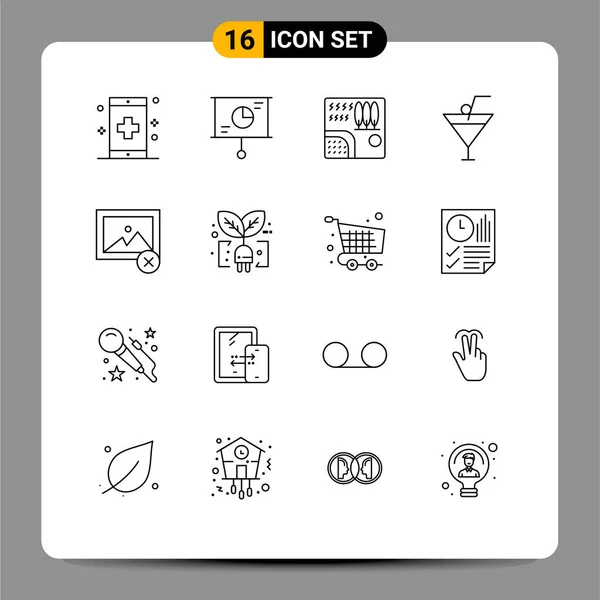 Universal Icon Symbols Group Modern Outlines Delete Essen Und Restaurant — Stockvektor
