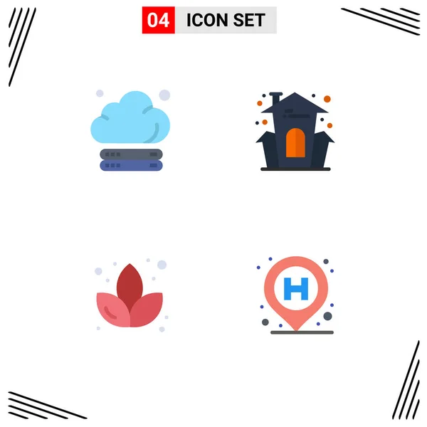 Stock Vector Icon Pack Mit Zeilenzeichen Und Symbolen Für Wolke — Stockvektor