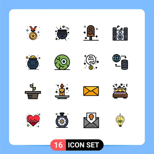 Vector Icon Pack Line Signs Symbols Luck Fortune Dessert Speaker — 스톡 벡터