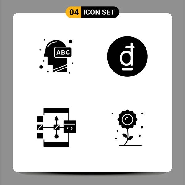 Kumpulan Creative Solid Glyphs Education App Knowledge Currency Developable Vector - Stok Vektor
