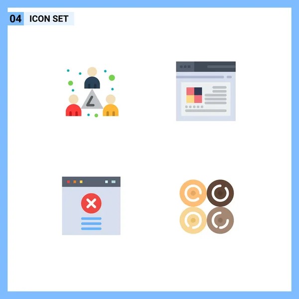 Flat Icon Pack Med Universella Symboler För Kollega Blockerad Team — Stock vektor