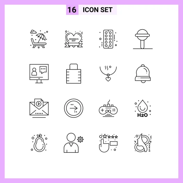 Stock Vector Icon Pack Line Signs Symbols Communication Sound Women — Stock Vector