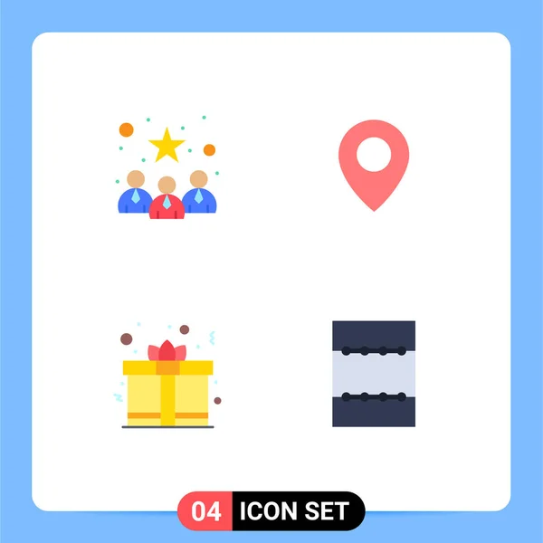 Group Flat Icons Signs Symbols Business Heart Best Team Map — Διανυσματικό Αρχείο